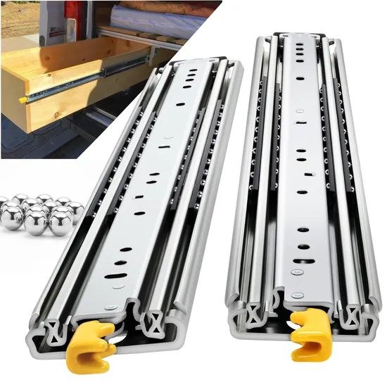 Heavy Duty Drawer Slides 60" Length, 500lbs Load Capacity Long Full Extension Drawer Slide 1 Pair Side Mount Ball Bearing Drawer Glides Drawer Runners Rail